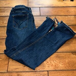 Patterned boot cut jeans